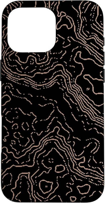 Topography Black & Brown Abstract Pattern Topographic Map Case by Unknown