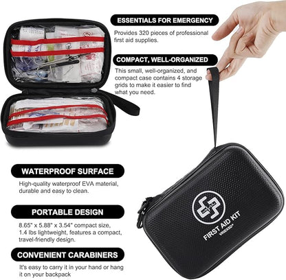 VRIEXSD Premium First Aid Kit, 320 Piece Waterproof Hard Shell Eva First Aid Kit - Image 3