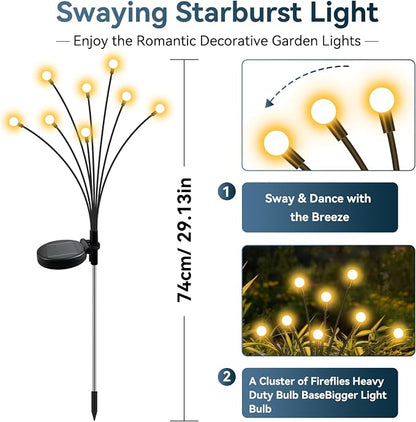 Slyuexu Solar Garden Lights Outdoor Waterproof, 2 Pack 16 LED Swaying Firefly - Image 2