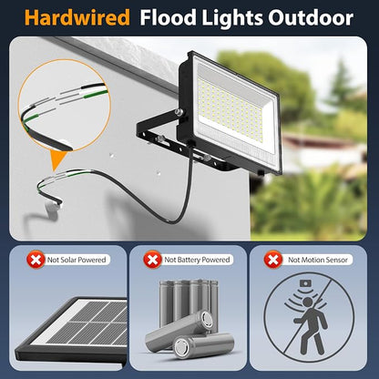Onforu 150W LED Flood Light Outdoor, 15000LM Security Lights, IP66 Waterproof - Image 2