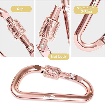 6PCS Carabiner Keychain, 2 inch Aluminum D-Clip Caribeener - Image 5
