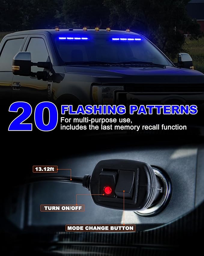 HLauto 6Z4J Emergency Dash Strobe Lights: 2x16.8 inch Blue Safety Lights - Image 4
