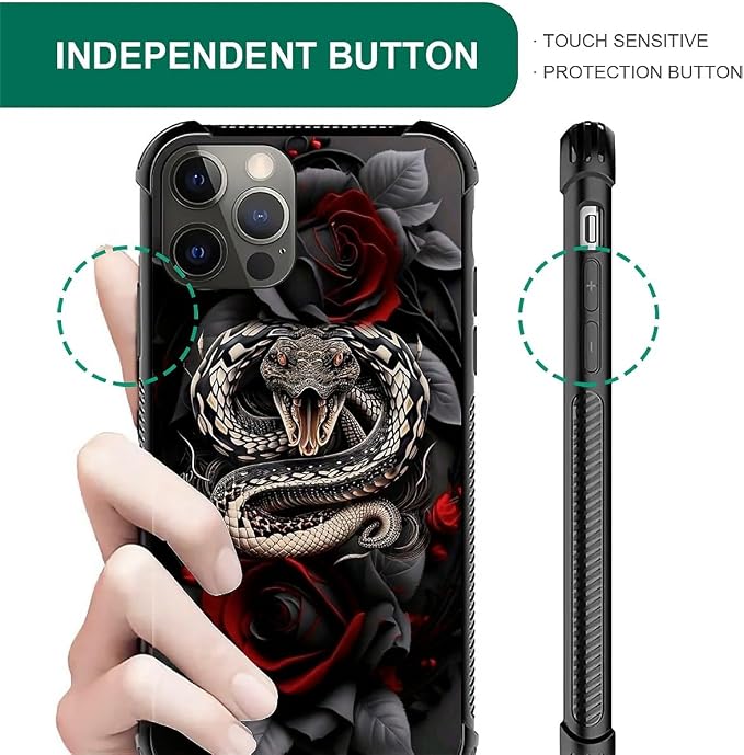 for iPhone 11 Pro Case, Entwined Rose Snake Pattern Graphic Design Girl Boy - Image 5