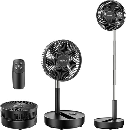 TriPole Portable Standing Fan, 8000mAh Rechargeable Oscillating Fan by TriPole