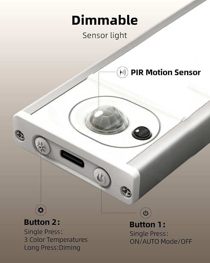 6Pack 12inch Under Cabinet Lighting, Rechargeable Motion Sensor Light Wireless - Image 8