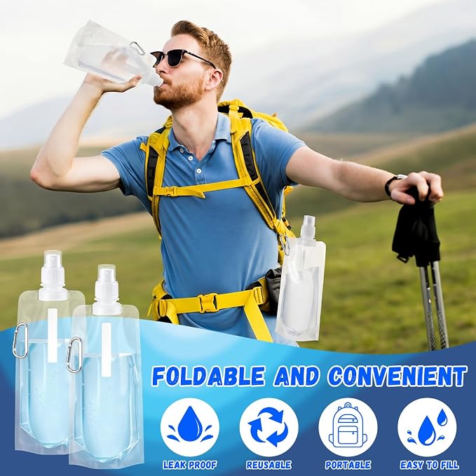 Teenyyou 24 Pack Collapsible Water Bottles Bulk 16oz Foldable Water Bottles - Image 4