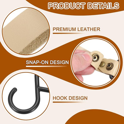 uxcell 5pcs PU Leather Hooks, Leather Straps - Image 3