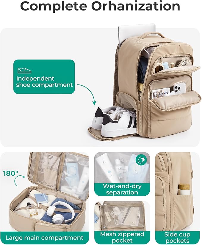 BAGSMART 35L Travel Backpack Women, 17.3 Inch Carry On Backpack Flight Approved - Image 5
