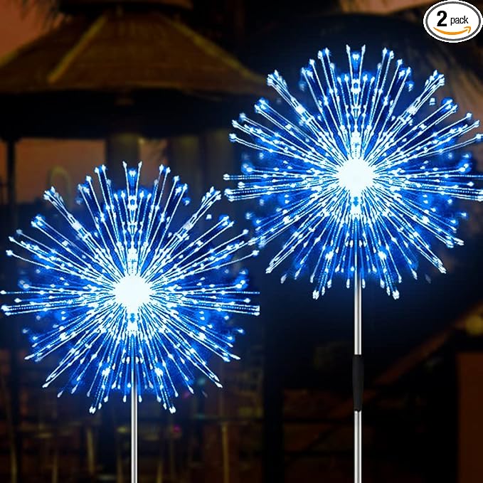JJGoo Solar Firework Lights, 2 Pack 150 LEDs 2 Lighting Modes Solar Lights by JJGoo