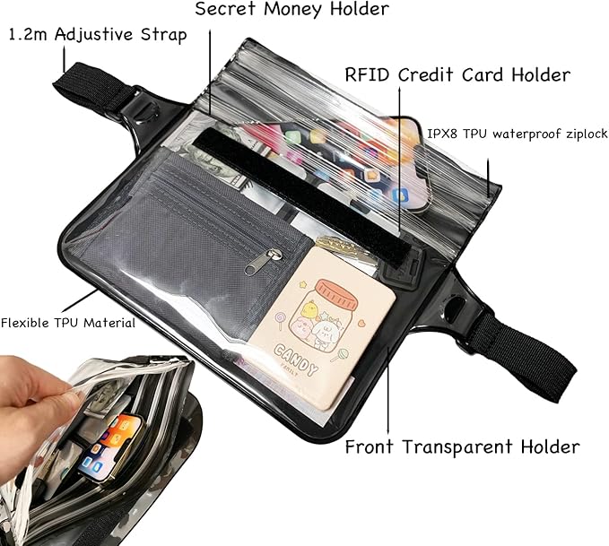 Waterproof Waist Pouch Dry Belt Bag Fanny Pack Keep Your Key Fob Wallet Kindle - Image 5