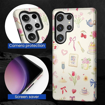 for Samsung Galaxy S25 Ultra Case, HL2 Aesthetic Bow Preppy Collage Hybrid 2 - Image 4