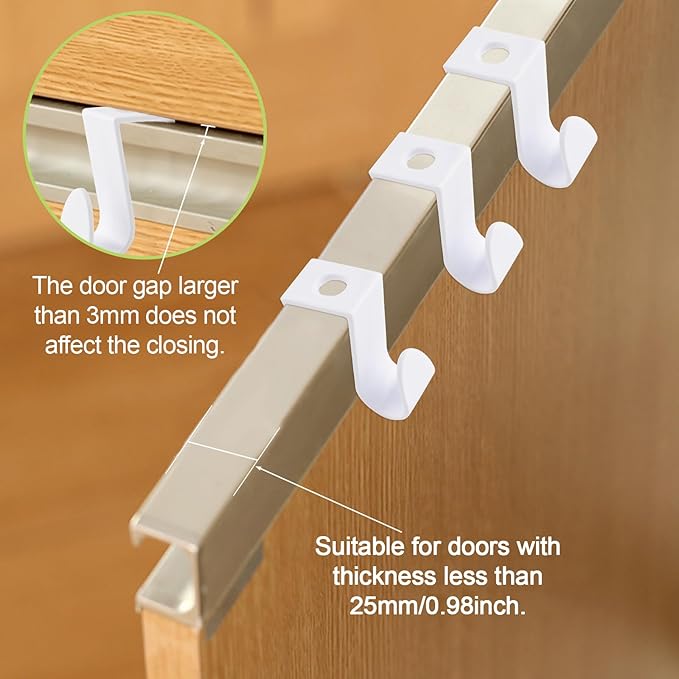 32Pcs Over Cabinet Door Hooks Plastic Over The Door Single Hook Space-Saving - Image 5