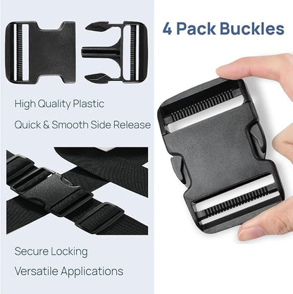 4 Pack 2 Inch Buckle Quick Side Release, Heavy Duty Plastic Side Release Buckles - Image 2