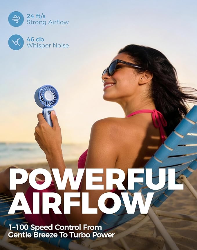 Diveblues Portable Turbo Fan, 100 Speed Handheld Fan - Image 2