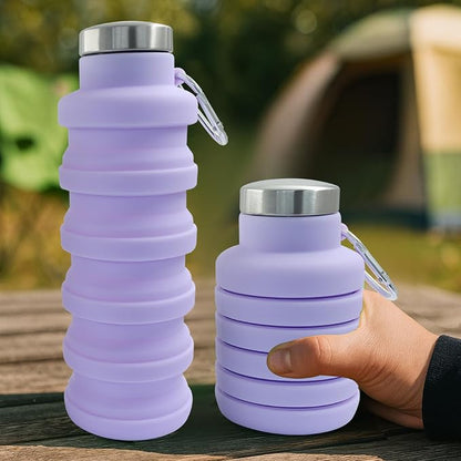 2 Pcs Silicone Collapsible Water Bottle, 17oz Portable and Lightweight Travel - Image 4