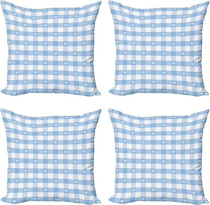 Ambesonne Checkered Decorative Throw Pillow Case Pack of 4, Gingham Motif by Ambesonne