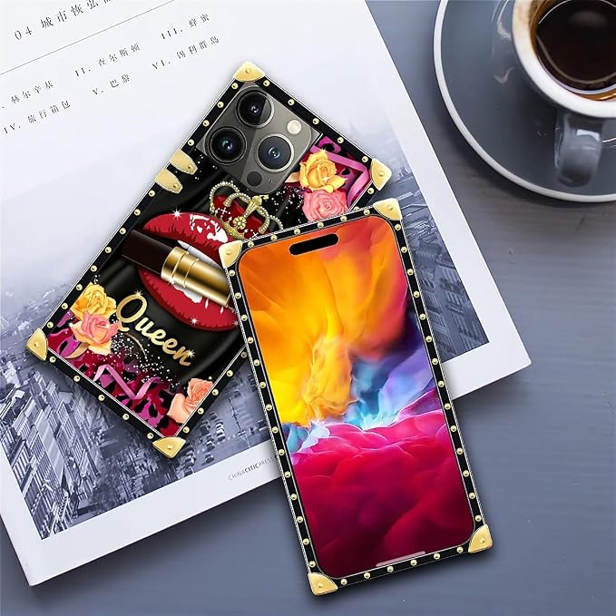 Compatible with iPhone 15 Pro Max Case, Queen Lip Crown Leopard Print Luxury - Image 6