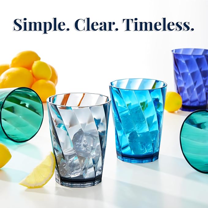 US Acrylic Optix Plastic Reusable Drinking Glasses 14oz Rocks Cups in Coastal - Image 6