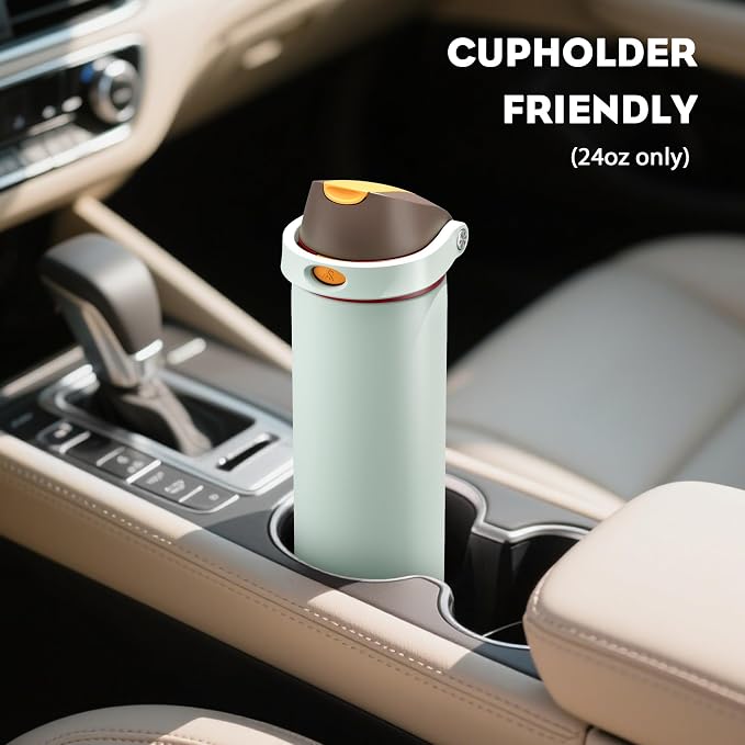 POWCAN 24 oz Travel Water Bottle: 2-in-1 Push-Button Spout & Quick-Flip Straw - Image 5