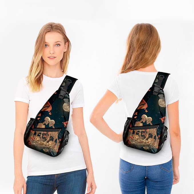 FyLybois Skull Sling Bag for Women Lightweight Crossbody Backpack Casual Daypack - Image 3