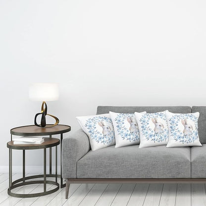 Ambesonne Watercolor Flower Decorative Throw Pillow Case Pack of 4, Bunny - Image 3