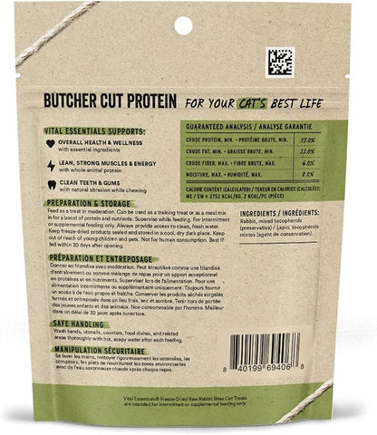 Vital Essentials Freeze Dried Raw Cat Treats, Rabbit | Bites | 0.9 oz | Pack of - Image 2