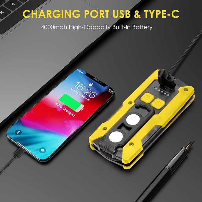 Rechargeable LED Work Light, OTYTY 40W 2000LM Magnetic Work Light Battery - Image 6