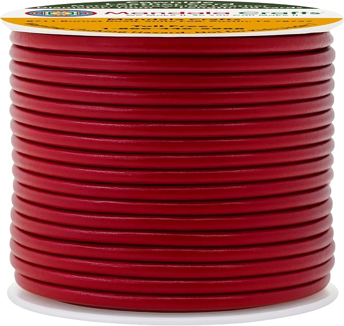 Mandala Crafts Round Genuine Burgundy Leather Cord - Image 2