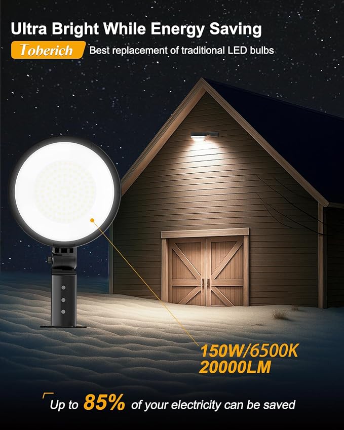 toberich LED Barn Light 2 Packs, 150W 20000LM Yard Area Lights Dusk to Dawn - Image 2