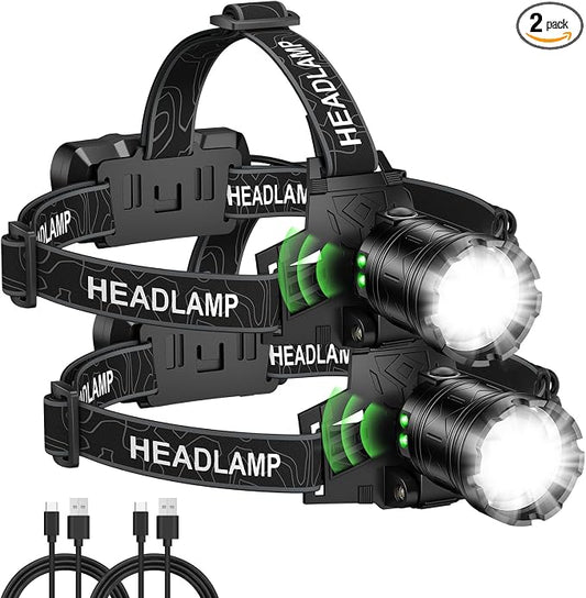 Kmivo Headlamp Rechargeable 99, 000LM Super Bright, 90°Adjustable Head Lights by Kmivo