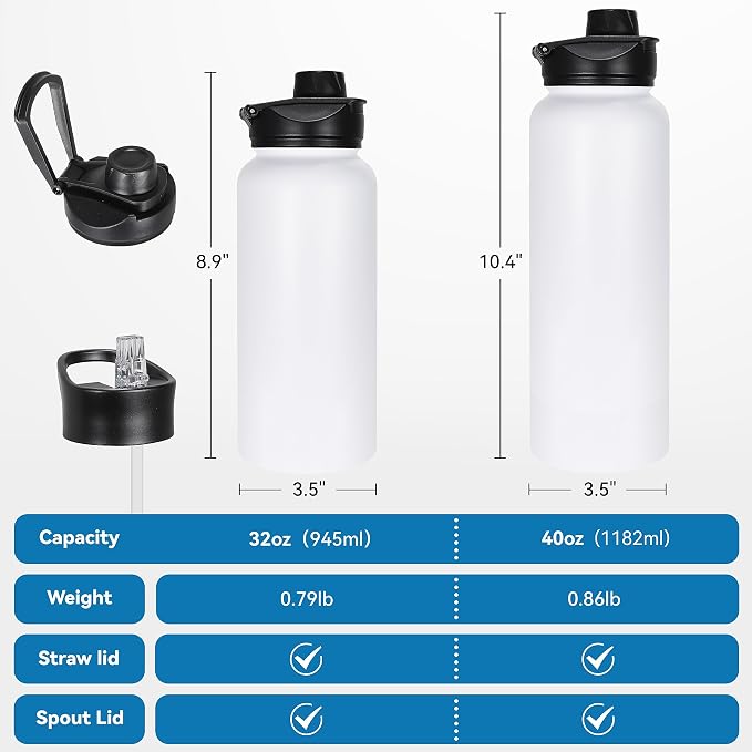 VEGOND 32 oz Insulated Water Bottle Bulk Stainless Steel Metal Water Bottles - Image 4