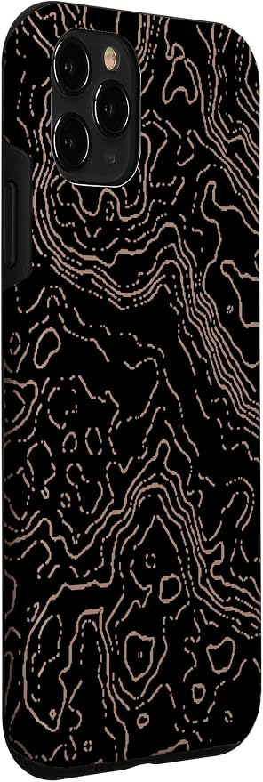 Topography Black & Brown Abstract Pattern Topographic Map Case - Image 3