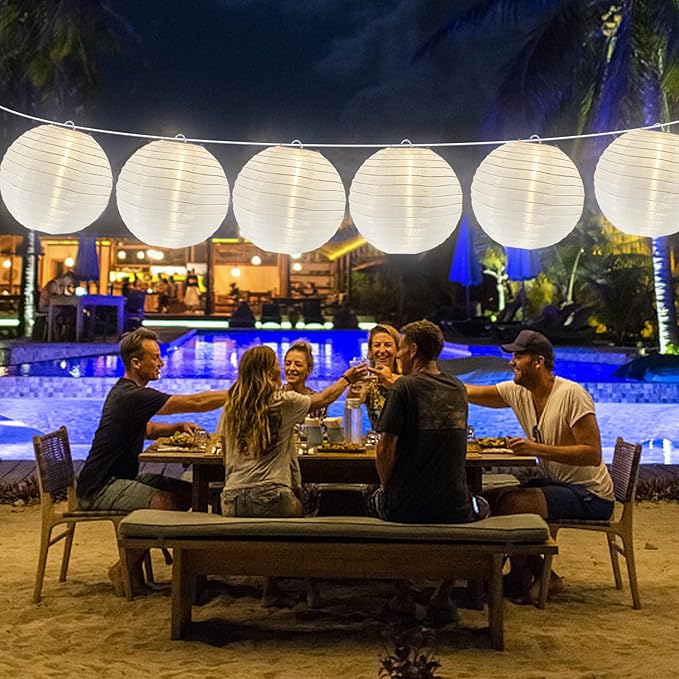 Lantern String Lights Outdoor, 27.5FT White Lantern String Lights Plug in - Image 2