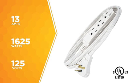 Woods Slimline Indoor Flat Extension Cord, 8 Ft, 16 Gauge Right Angle Plug - Image 5