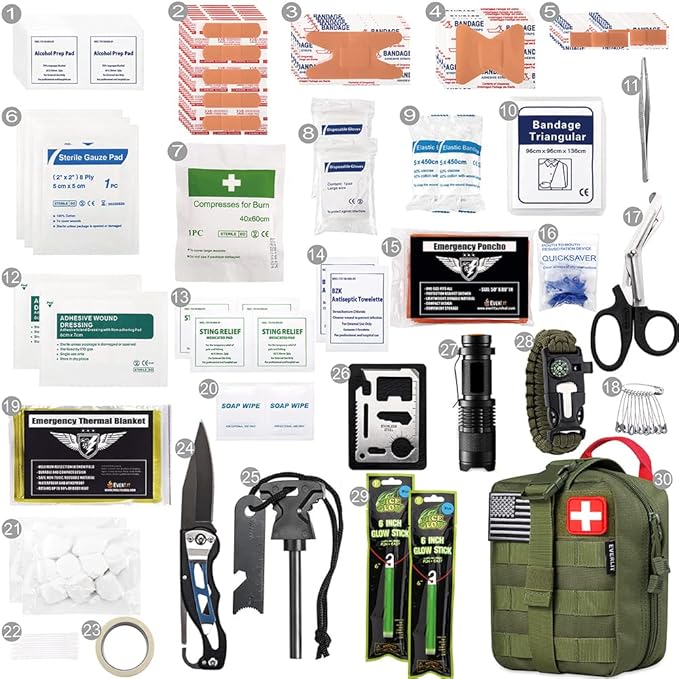 EVERLIT 250 Pieces Survival First Aid Kit IFAK EMT Molle Pouch Survival Kit - Image 3