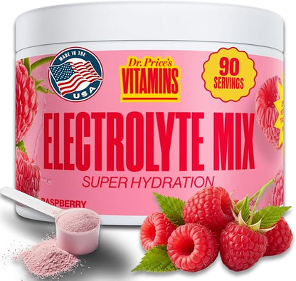 Dr. Price’s Electrolytes Powder Bulk – Raspberry, 90 Servings | Sugar Free by DrPricesVitamins