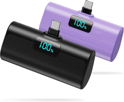 Small Portable Charger 5200mAh, Upgraded PD USB C Power Bank Built-in USB-C by HETP