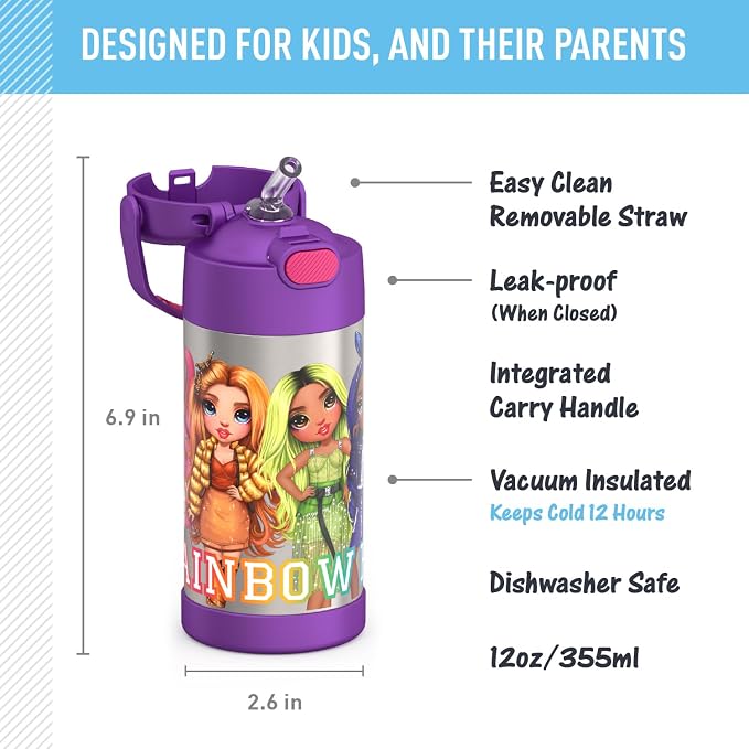 THERMOS FUNTAINER 12 Ounce Stainless Steel Vacuum Insulated Kids Straw Bottle - Image 2