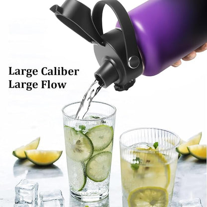 Water Bottle Insulated 32oz 40oz 64oz 128oz Straw Lid Spout Lid & 3 Lids - Image 5