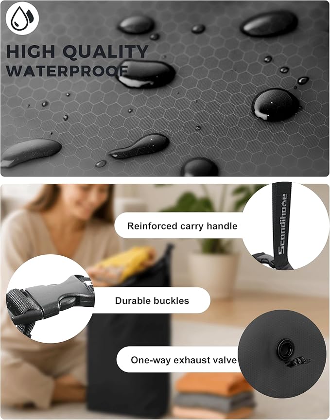 Travel Laundry Bag, Pump-free Vacuum Compression Dirty Clothes Bag, Large - Image 4