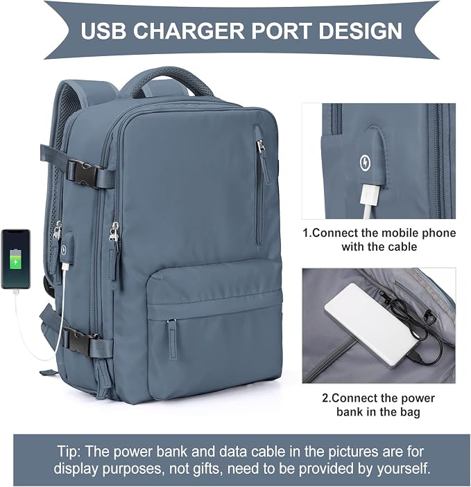 WONHOX Large Travel Backpack Carry on Flight Approved Laptop Work Business - Image 3