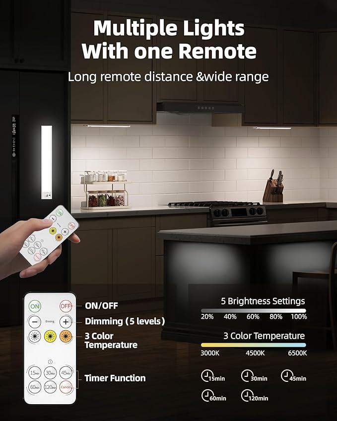 2Pack 12inch Under Cabinet Lighting, Rechargeable Motion Sensor Light Wireless - Image 4