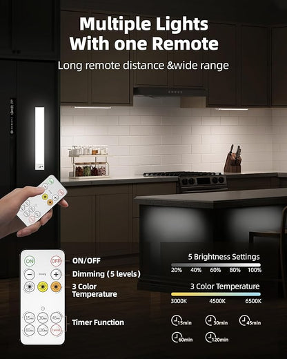6Pack 12inch Under Cabinet Lighting, Rechargeable Motion Sensor Light Wireless - Image 3
