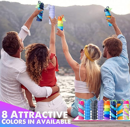 8 Pcs Collapsible Water Bottles Silicone Travel 16 oz Reusable Leakproof - Image 5
