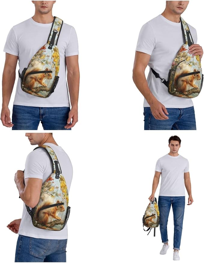 FyLybois Squirrel Sling Bag for Women Lightweight Crossbody Backpack Casual - Image 7