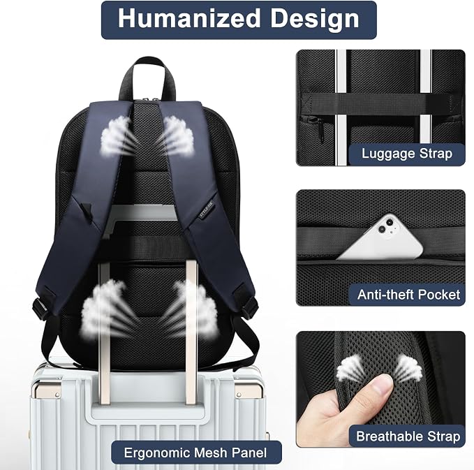 Business Backpack 17 Inch Slim Expandable Waterproof Travel Laptop Backpacks - Image 6