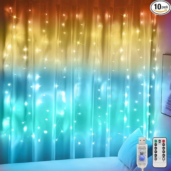 suddus Curtain Lights, 180 Led 6.5 * 5.9ft Sunset Curtain Fairy Lights USB by SUDDUS