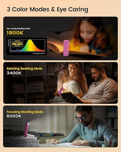 Glocusent USB Rechargeable Book Light, Portable Clip-on LED Reading Light - Image 3