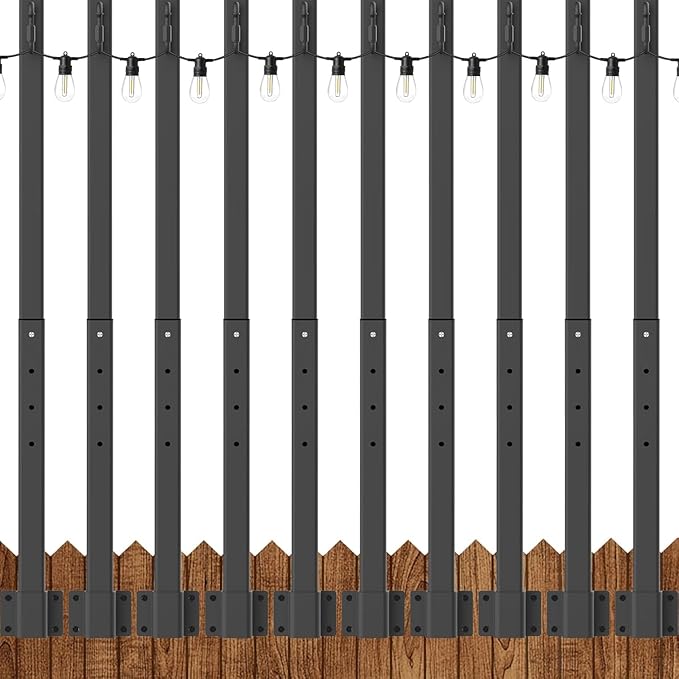 NUERPO 10 Pack String Light Poles, 2.8Ft Metal Poles by NUERPO