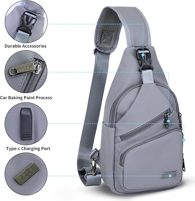 AMJ Crossbody Sling Bag Men Women, Casual Shoulder Backpack, Chest Daypack - Image 4